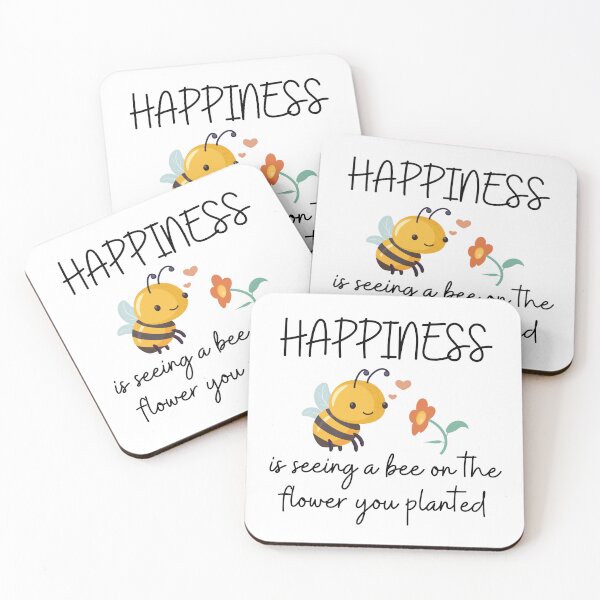 Item preview, Happiness is seeing a bee on the flower you planted designed and sold by UnCoverDesign.