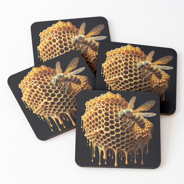Item preview, Intricate Honeycomb with Bee - Detailed Nature Art designed and sold by Suzana Djordjevic.