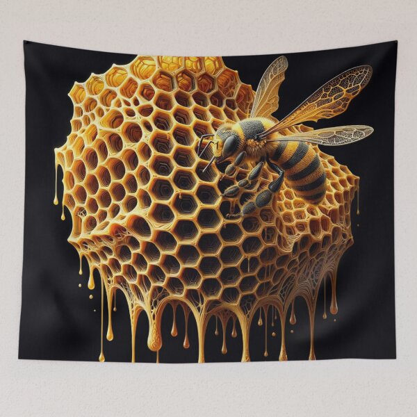 Item preview, Intricate Honeycomb with Bee - Detailed Nature Art designed and sold by Suzana Djordjevic.