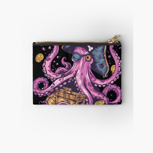 Item preview, Pirate Octopus with Treasure Chest and Coins designed and sold by meshhead.