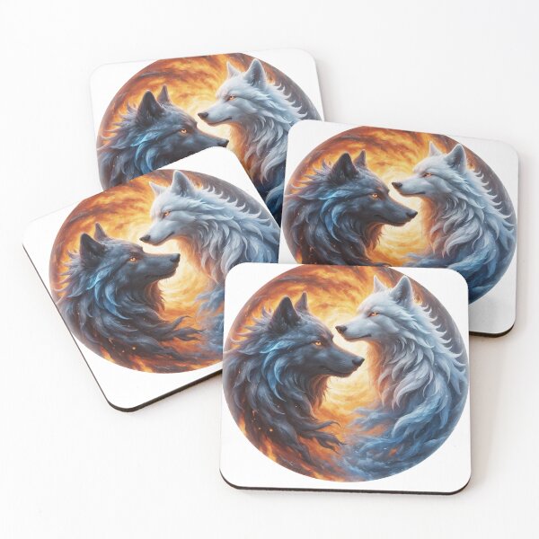 Item preview, Two wolves yin yang design designed and sold by Irisangel.