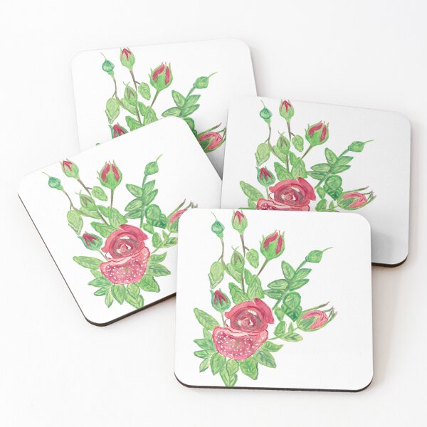 Item preview, Red rose with cute rose buds  designed and sold by Beeinbliss.