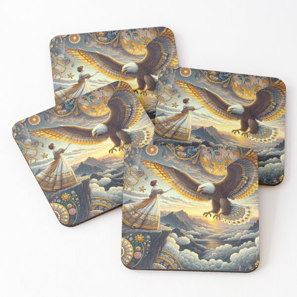 Item preview, Majestic Eagle and Woman at Sunset - Enchanting Sky Art designed and sold by Suzana Djordjevic.