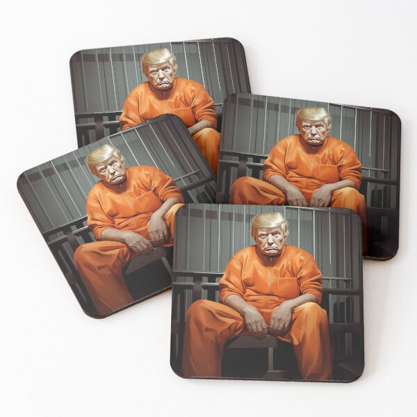 Item preview, Donald Trump Behind Bars: Hilarious Cartoon Artwork of Trump in an Orange Jumpsuit designed and sold by Hlvargo.
