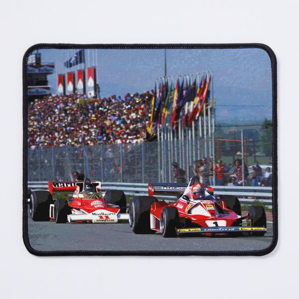 Item preview, Niki Lauda racing in front of James Hunt in their 1976 F1 racing cars abstract designed and sold by Rodissimus1984.