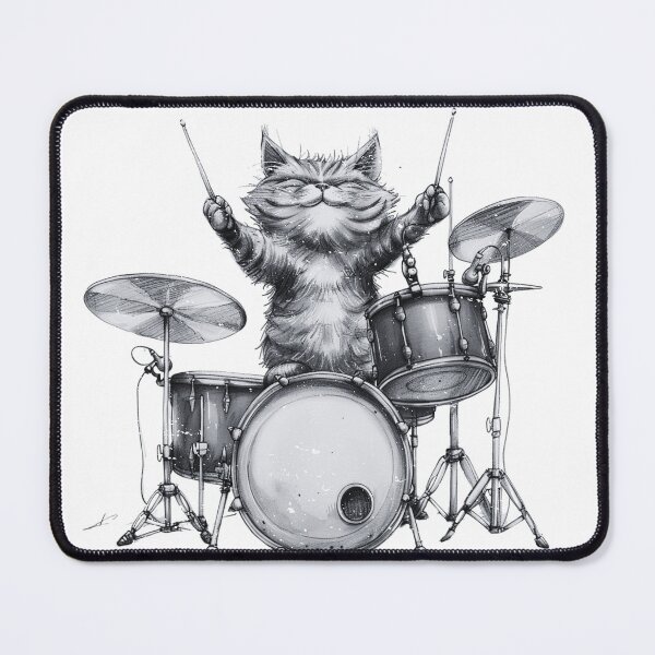 Item preview, Drum Cat Distressed designed and sold by BeWitchingMom.