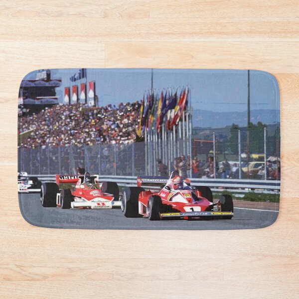 Item preview, Niki Lauda racing in front of James Hunt in their 1976 F1 racing cars watercolor designed and sold by Rodissimus1984.