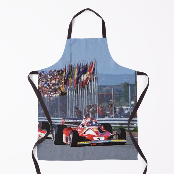 Item preview, Niki Lauda racing in front of James Hunt in their 1976 F1 racing cars watercolor designed and sold by Rodissimus1984.