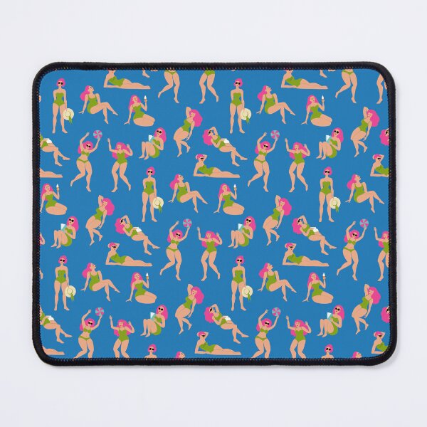 Item preview, Bathing beauties - hot pink and green on bright blue - cute pattern by Cecca Designs designed and sold by Cecca-Designs.