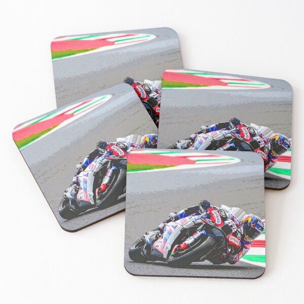 Item preview, Miguel Oliveira racing his MotoGP motorcycle through the corners of Mugello abstract designed and sold by Rodissimus1984.