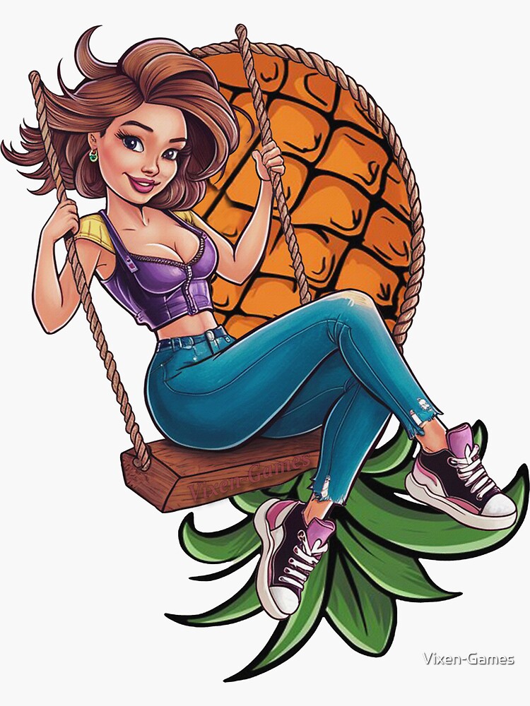 Thumbnail 3 of 3, Sticker, Swinger Cutie swinging designed and sold by Vixen-Games.