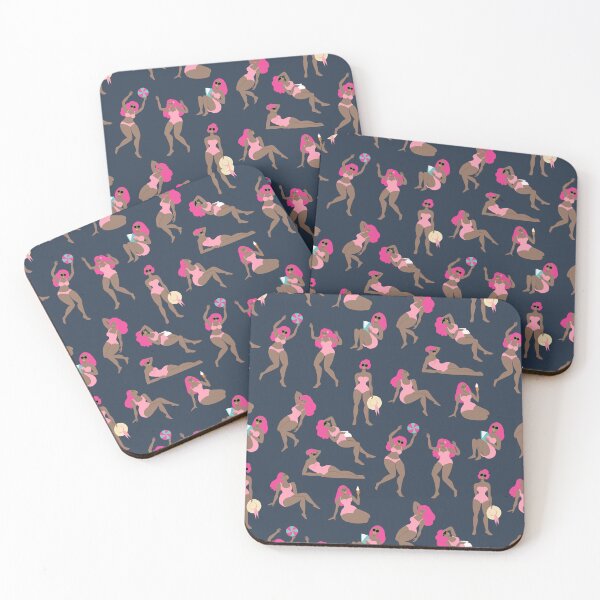 Item preview, Bathing beauties - hot pink on navy blue - cute pattern by Cecca Designs designed and sold by Cecca-Designs.