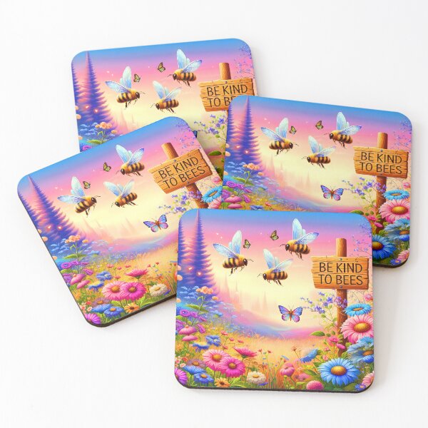Item preview, Be kind to bees - cute colorful cartoon meadow with a table designed and sold by EmeraldeaArt.