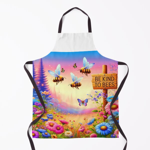 Item preview, Be kind to bees - cute colorful cartoon meadow with a table designed and sold by EmeraldeaArt.