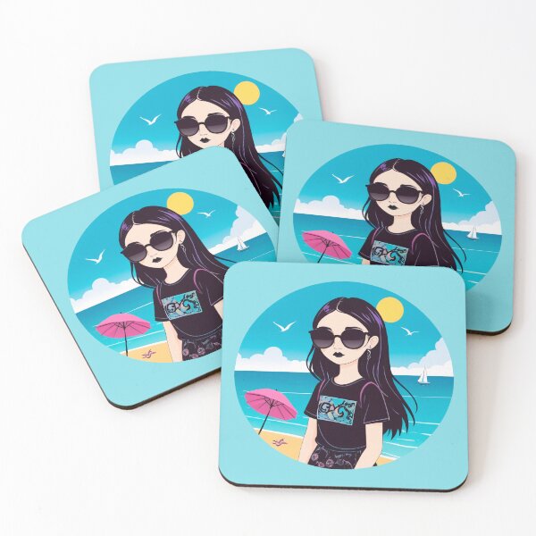 Item preview, Summer Goth Girl at Blue Ocean Beach designed and sold by MadnessEnvelope.