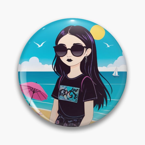 Item preview, Summer Goth Girl at Blue Ocean Beach designed and sold by MadnessEnvelope.