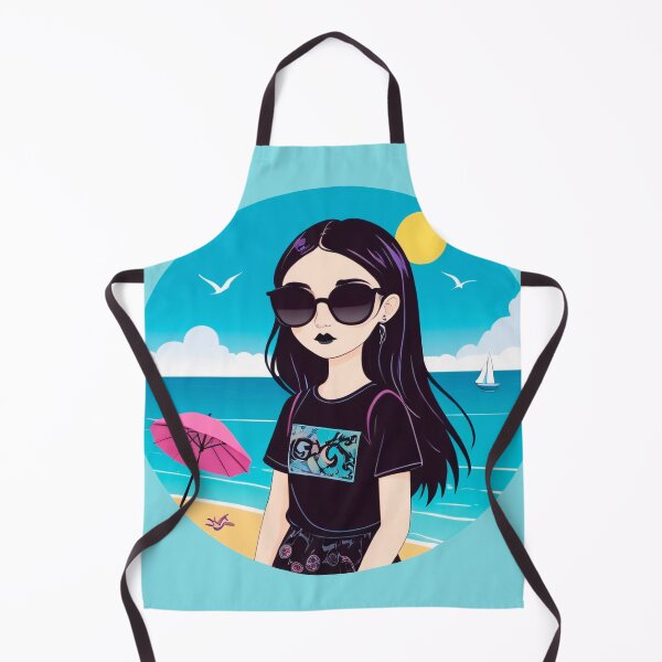 Item preview, Summer Goth Girl at Blue Ocean Beach designed and sold by MadnessEnvelope.