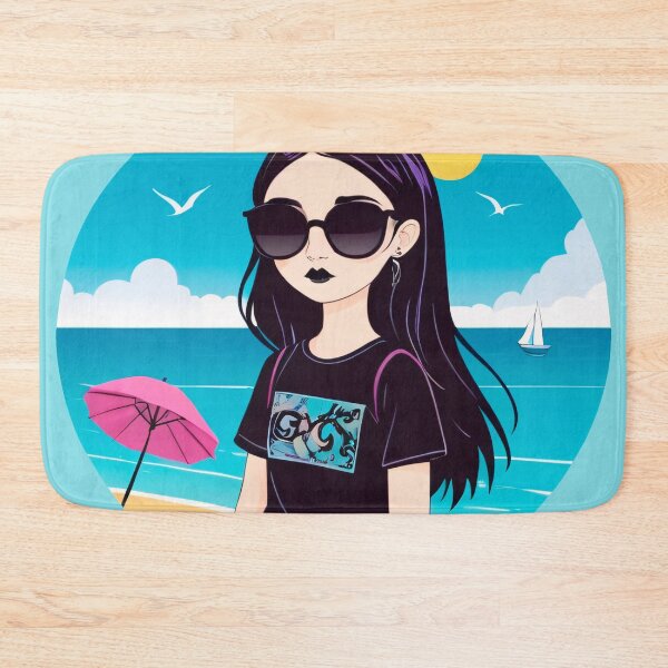 Item preview, Summer Goth Girl at Blue Ocean Beach designed and sold by MadnessEnvelope.