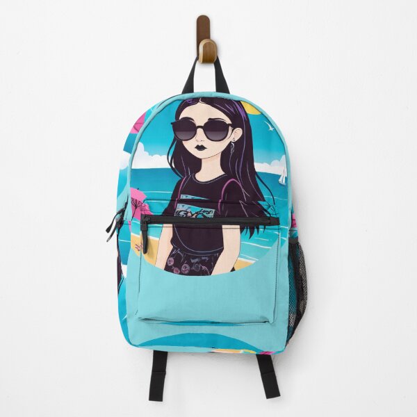 Item preview, Summer Goth Girl at Blue Ocean Beach designed and sold by MadnessEnvelope.
