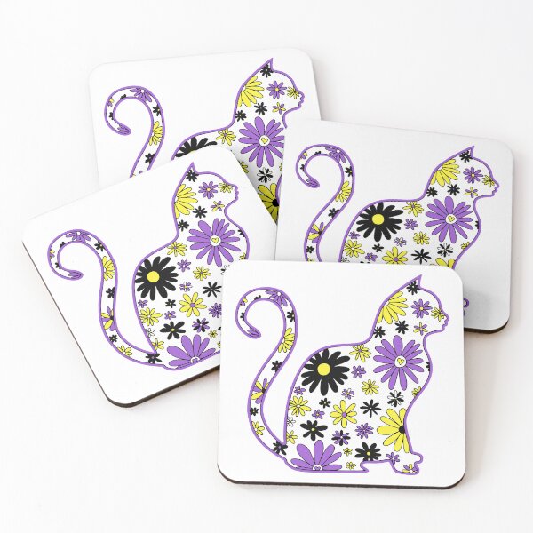 Item preview, Flower doodle cat LGBTQ+ Nonbinary Pride Flag designed and sold by JoyfulJen.