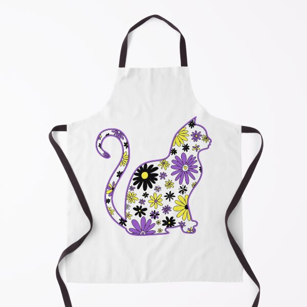 Item preview, Flower doodle cat LGBTQ+ Nonbinary Pride Flag designed and sold by JoyfulJen.
