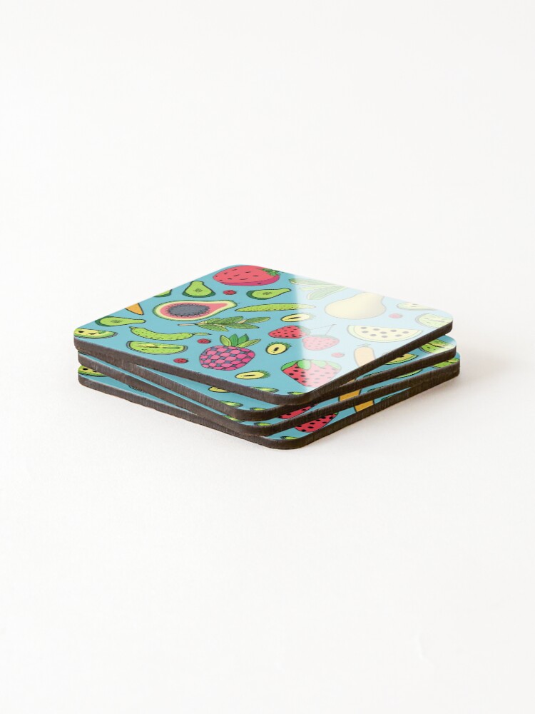 Thumbnail 4 of 5, Coasters (Set of 4), Fruits Pattern designed and sold by RkskArt.