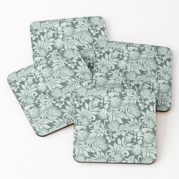 Item preview, Hawaiian Botanical Barkcloth Seafoam Green designed and sold by J Marielle Designs.