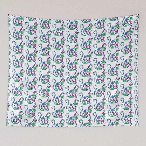 Item preview, Flower doodle cat LGBTQ Polysexual Poly Pride Flag designed and sold by JoyfulJen.