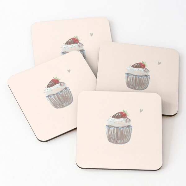 Item preview, Cute watercolor love strawberry muffin cupcake designed and sold by HandmadeMood.