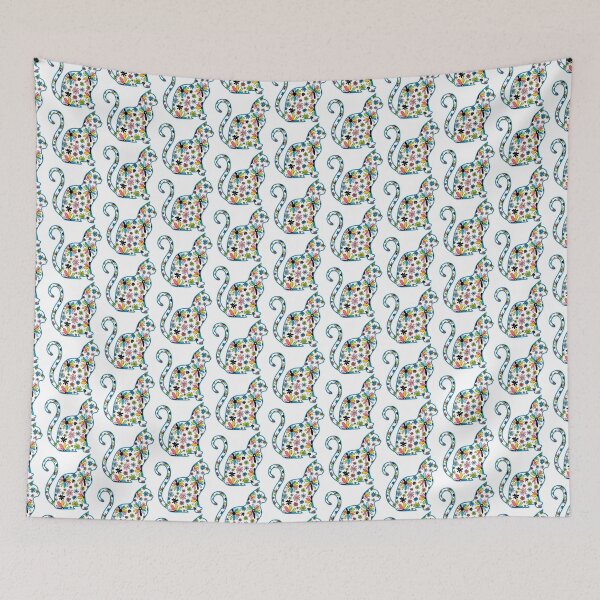 Item preview, Flower doodle cat LGBTQ+ Queer Pride Flag designed and sold by JoyfulJen.