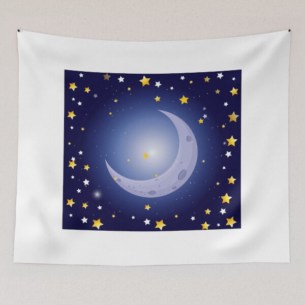 Item preview, Moonlit Serenity: Night Scene with Moon and Stars designed and sold by hjian8219.