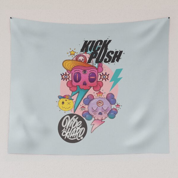 Item preview, Vibe so hard pink skull skateboard street art style designed and sold by Franco Moody.