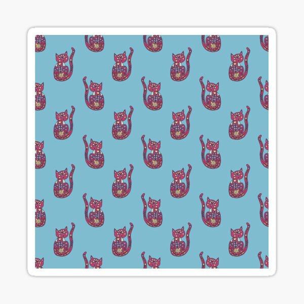 Pink Cat Floral Sticker