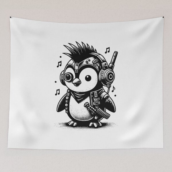 Item preview, Whimsigoth Cyberpunk Punkrock Weirdcore Penguin Vintage Inspired Art Design designed and sold by dreamsagellc.