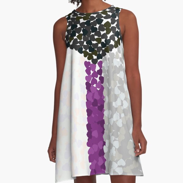 Demisexual Pride Flag- Falling Hearts A-Line Dress