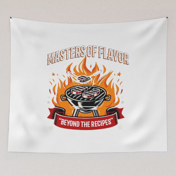 Item preview, Grill illustration with two sizzling steaks designed and sold by Mahilis.