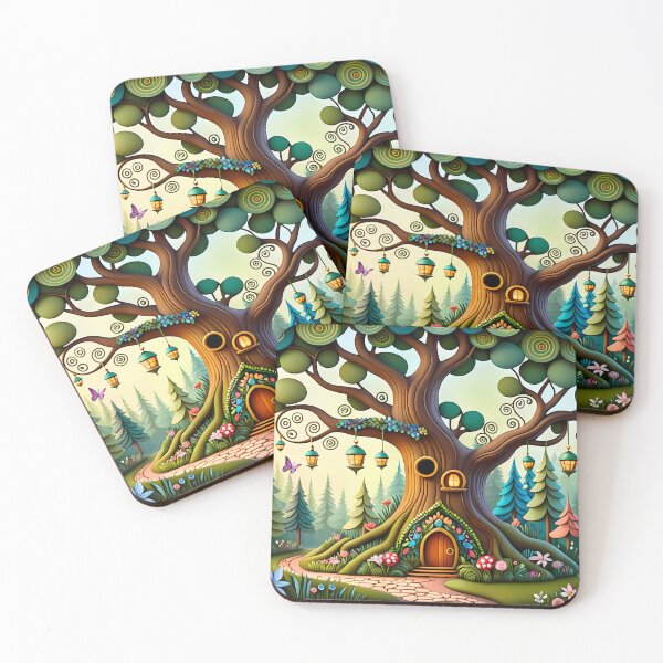 Item preview, One of the Tree Houses in the Enchanted Forest Realm - Naive Art designed and sold by Second Draft Visuals.