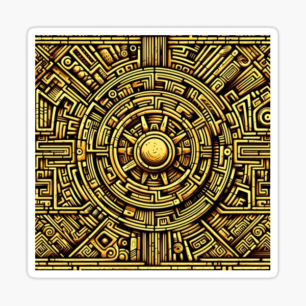 Intricate Yellow Maze Art A Journey Through Creativity Sticker