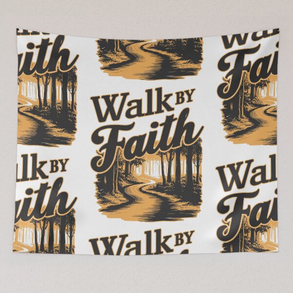 Item preview, Retro Forest Path Illustration - "Walk by Faith" Men's Christian Art Design by #HahaHandlesHub designed and sold by HahaHandlesHub.