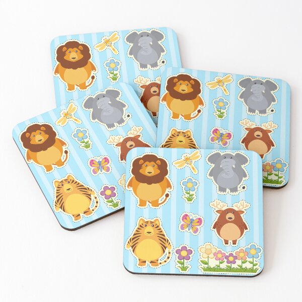 Item preview, "Wild Wonders: Sticker Set with Wild Animals on Blue Background" designed and sold by hjian8219.