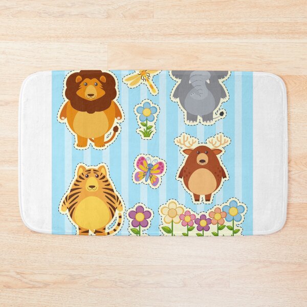 Item preview, "Wild Wonders: Sticker Set with Wild Animals on Blue Background" designed and sold by hjian8219.
