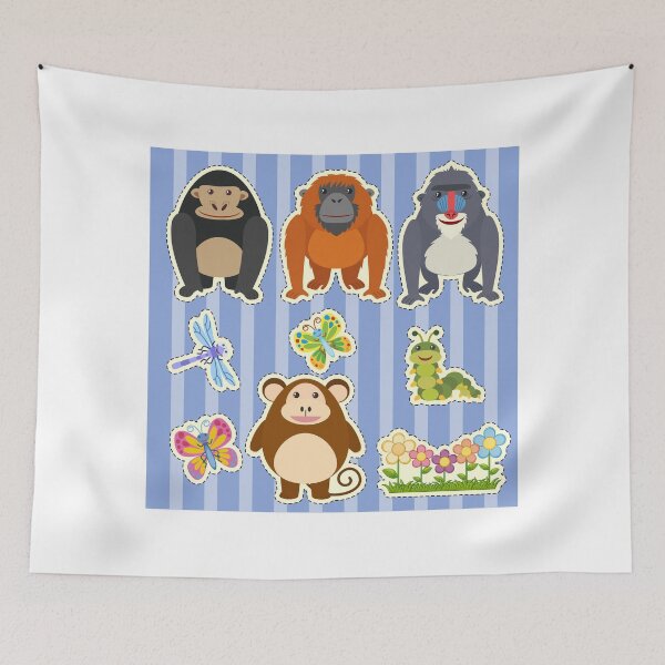 Item preview, Monkey Mischief: Sticker Design with Different Types of Monkeys" designed and sold by hjian8219.
