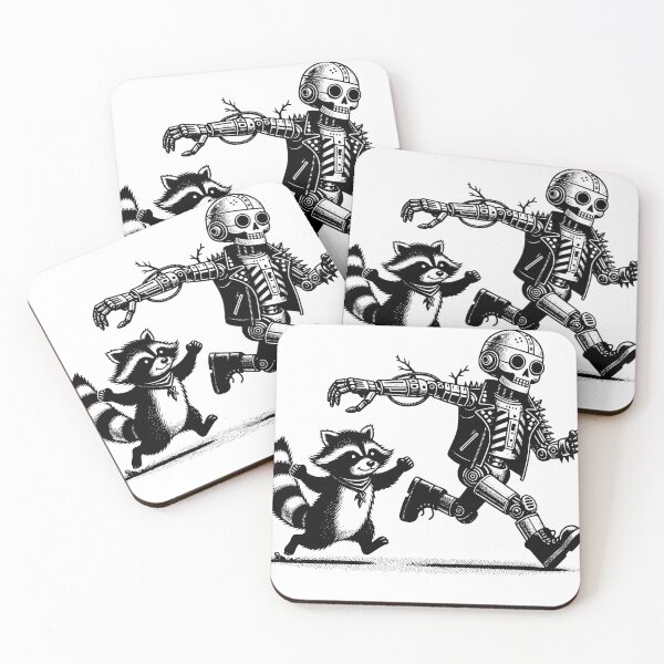 Item preview, Weirdcore Punkrock Goth Raccoon Chasing Robot designed and sold by dreamsagellc.