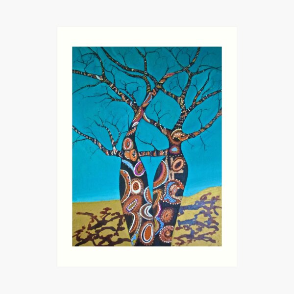 BOAB TREES ON Blue Art Print