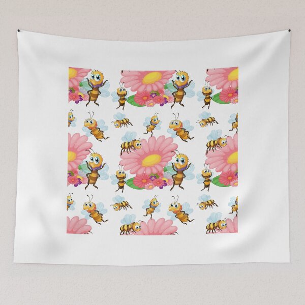 Item preview, "Buzzing Blossoms: Seamless Bees Flying Around Flowers" designed and sold by hjian8219.