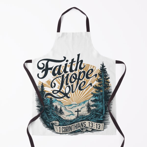 Item preview, Retro Sunrise Over Valley Illustration - "Faith, Hope, Love" Men's Christian Art Design by #HahaHandlesHub designed and sold by HahaHandlesHub.