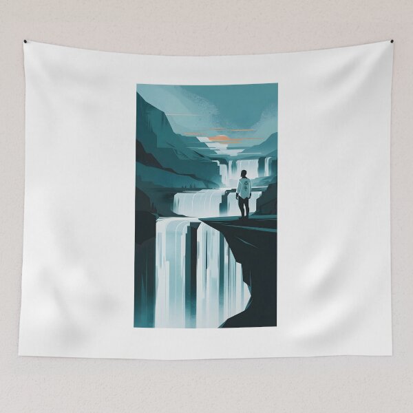 Item preview, An Adventurer Approaches the Edge of a Waterfall designed and sold by Idea-Artwork.