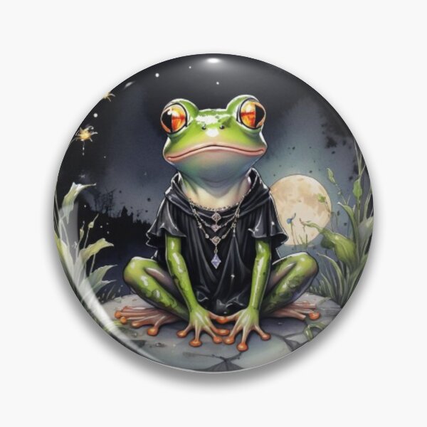 Item preview, Goth Frog in the Moonlight in watercolor paint designed and sold by EmeraldCauldren.