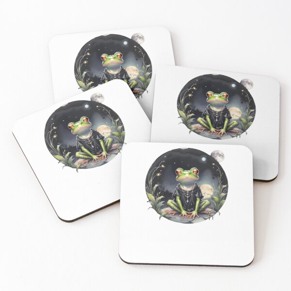 Item preview, Goth Frog in the Moonlight in watercolor paint designed and sold by EmeraldCauldren.