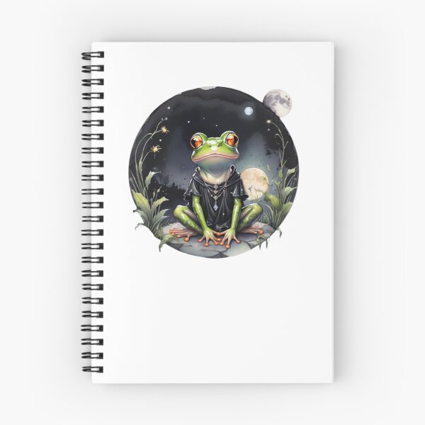 Item preview, Goth Frog in the Moonlight in watercolor paint designed and sold by EmeraldCauldren.